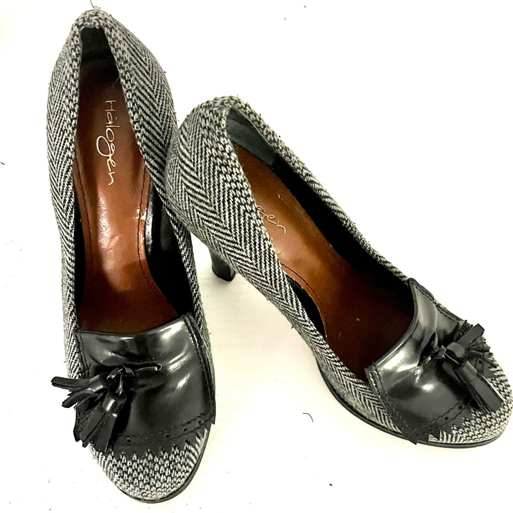 3 for $60 Halogen Tweed Loafer Heels women sz 6Grey, Herringbone